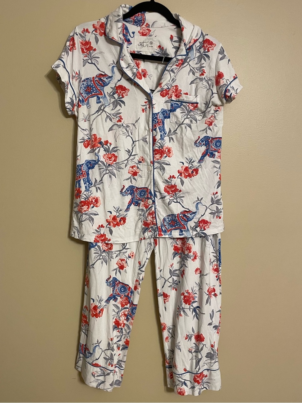 The Cat’s Pajamas Safari Floral Luxe Pima Button Top Size medium